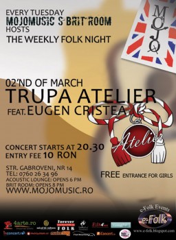 Concert Trupa Atelier feat Eugen Cristea în Club Mojo-Brit Room din Bucureşti