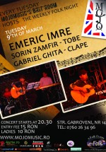 Concert Emeric Trio în Club Mojo-Brit Room din Bucureşti