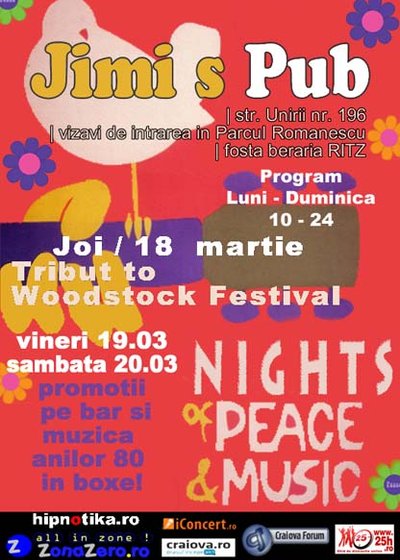 Tribute to Woodstock Festival la Jimi’s Pub din Craiova