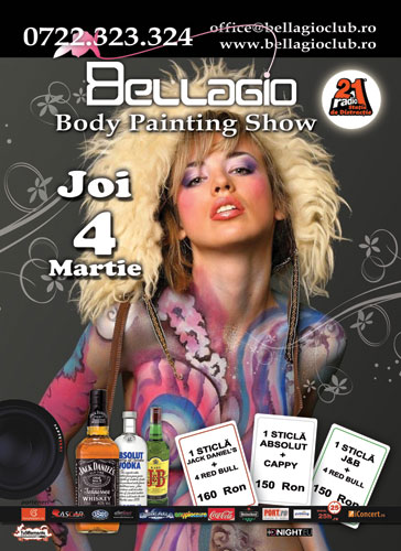 Body Painting Show în Bellagio Club din Bucureşti