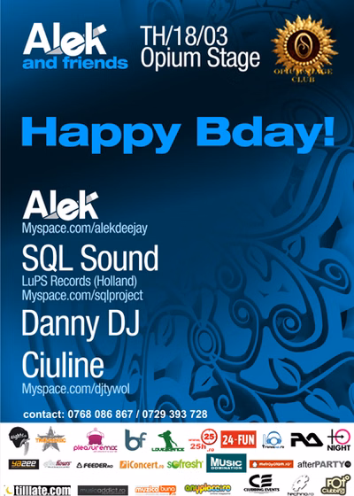 Alek Happy Bday în Opium Stage din Bucureşti