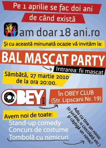 Bal Mascat Party în Obey Club din Bucureşti