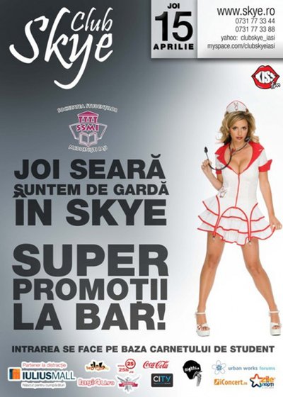 Joi seară suntem de gardă în Club Skye din Iaşi