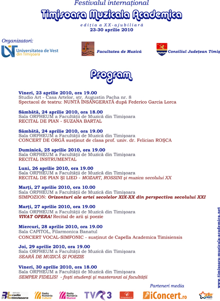 Festivalul Timişoara Muzicală Academică 2010 la Timişoara
