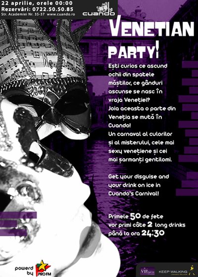 Venetian Party în Club Cuando din Bucureşti