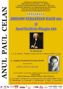 Johann Sebastian Bach şi Anul Frederic Chopin la Biblioteca I. G. Sbiera din Suceava