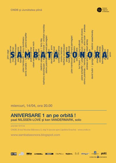 Sâmbăta Sonoră la Centrul Naţional al Dansului din Bucureşti