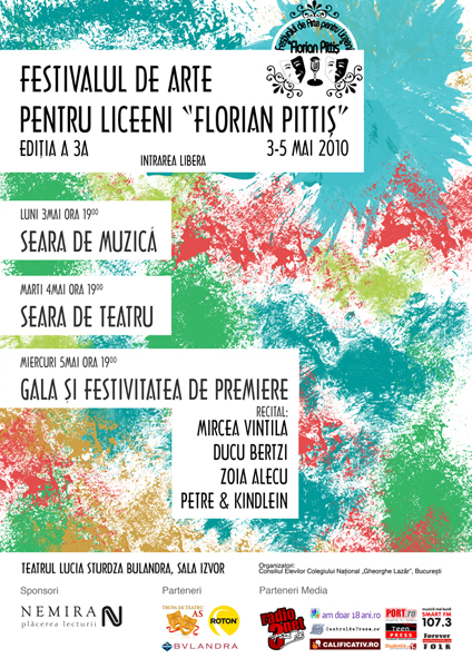Festivalul Naţional de Arte pentru liceeni Florian Pittiş la Teatrul Lucia Sturdza Bulandra din Bucureşti