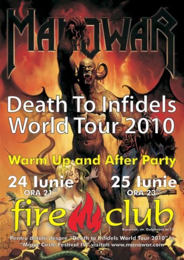 Manowar Warmup & After Party în Fire Club din Bucureşti