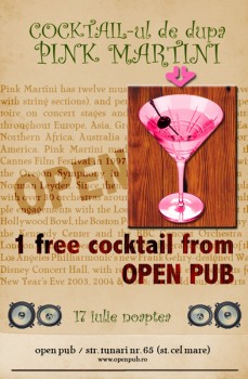 Cocktail-ul de după Pink Martini în Open Pub din Bucureşti