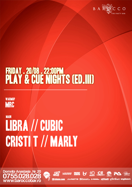Play & Cue Nights la Barocco Bar din Bucureşti
