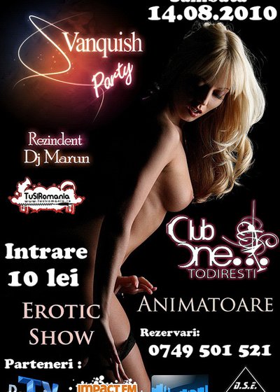 Vanquish Party în Club One din Todiresti