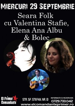 Concert Valentina Stafie, Elena Ana Albu şi Bolec în El Primer Comandante din Bucureşti