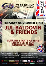 Concert Jul Baldovin & Friends în Club Mojo-Brit Room din Bucureşti