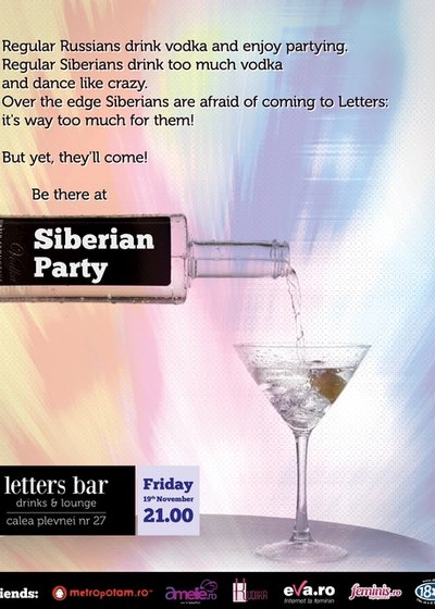 Siberian Party la Letters Bar din Bucureşti