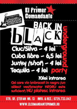 „Back in black” – Underground Party în El Primer Comandante din Bucureşti