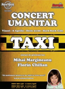 Concert umanitar Taxi şi prietenii în Hard Rock Cafe din Bucureşti