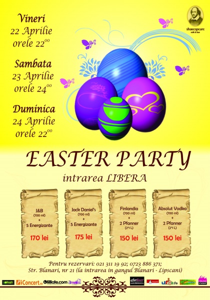 Happy Easter Party în Shakespeare Bar din Bucureşti