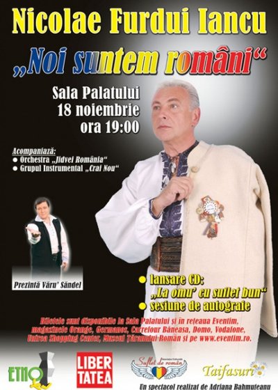 Concert Nicolae Furdui Iancu la Sala Palatului din Bucureşti