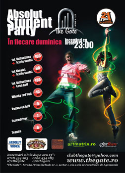 Absolut Student Party in Club The Gate din Bucuresti