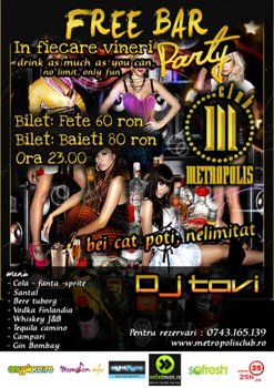 Free Bar Party in Club Metropolis din Bucuresti