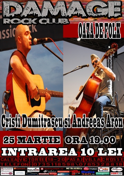 Concert Cristi Dumitraşcu şi Andreeas Aron în Damage Rock Club din Bucureşti