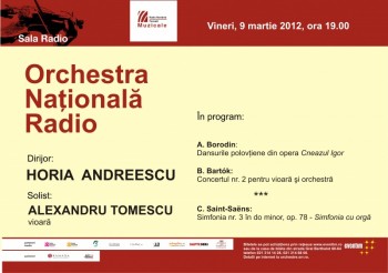 Concert Alexandru Tomescu şi Horia Andreescu la Sala Radio din Bucureşti