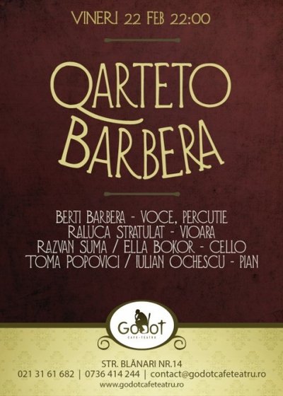 Concert Quarteto Barbera în Godot Cafe Teatru din Bucureşti