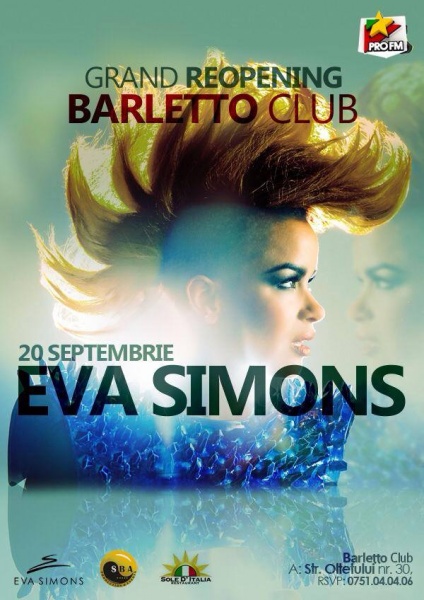 Reopening Party cu Eva Simons în Barletto Club din Bucureşti