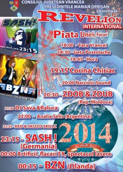 Revelion 2014 în Piaţa Unirii din Focşani
