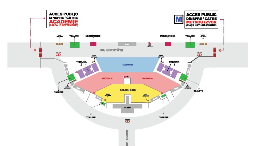 Hartă locaţie concert Queen + Adam Lambert, la Bucureşti