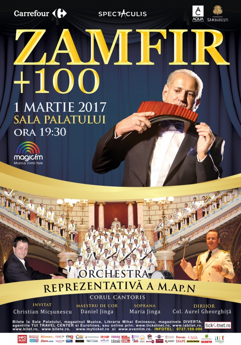 Concert Zamfir +100 la Sala Palatului din Bucuresti iConcert.ro