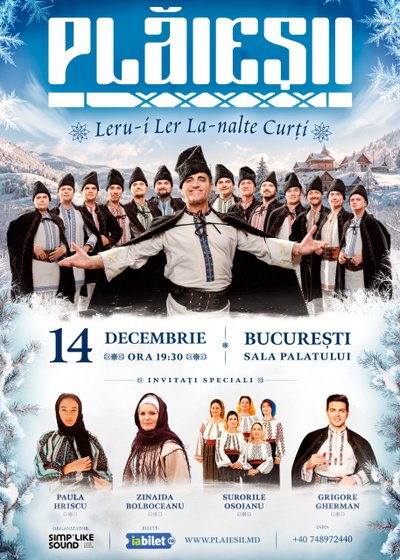 Concert Ansamblul Etnofolcloric PLĂIEȘII – „Leru-i Ler La-nalte Curți” la Sala Palatului din București