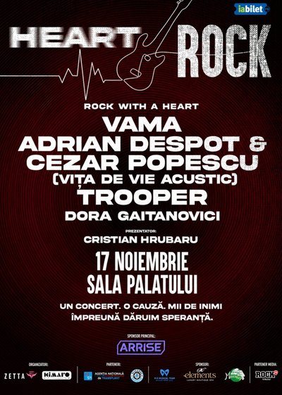 Concert Heart Rock – Vama, Vița de Vie Acou2tic, Trooper și Dora Gaitanovici la Sala Palatului din București