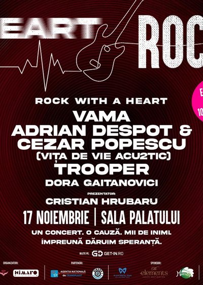 Concert Heart Rock – Vama, Vița de Vie Acou2tic, Trooper și Dora Gaitanovici la Sala Palatului din București