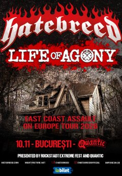 Concert Hatebreed & Life of Agony la Quantic din București
