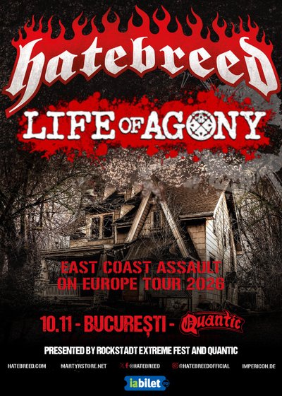Concert Hatebreed & Life of Agony la Quantic din București