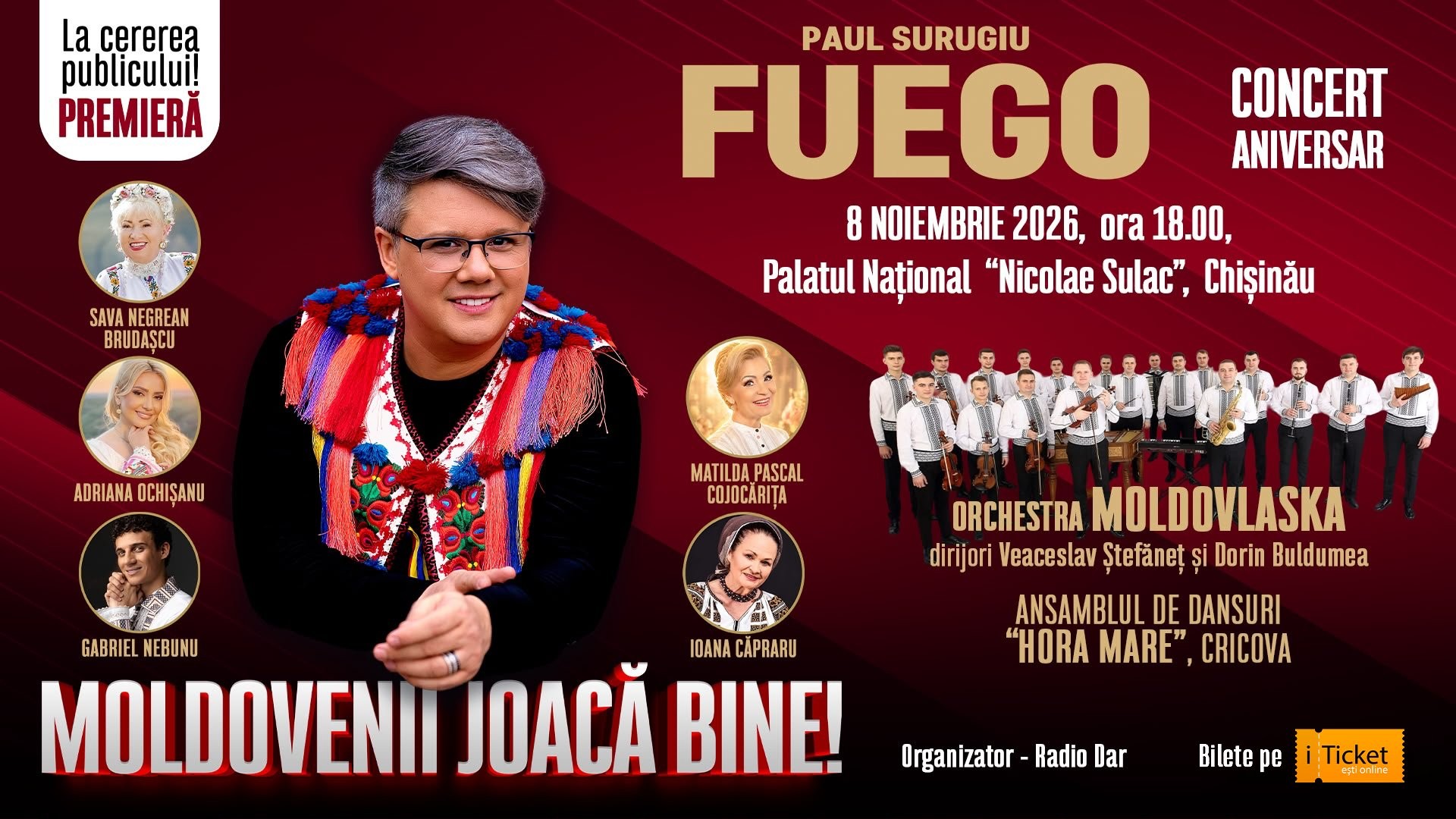 Concert Paul Surugiu Fuego și Moldovlaska la Palatul Național „Nicolae Sulac” din Chișinău